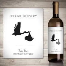 Изготовленный На Заказ 10 штук Детские объявление этикетки бутылки вина специальную доставку аист с ребенком на руках объявление беременности бутылка наклейки
