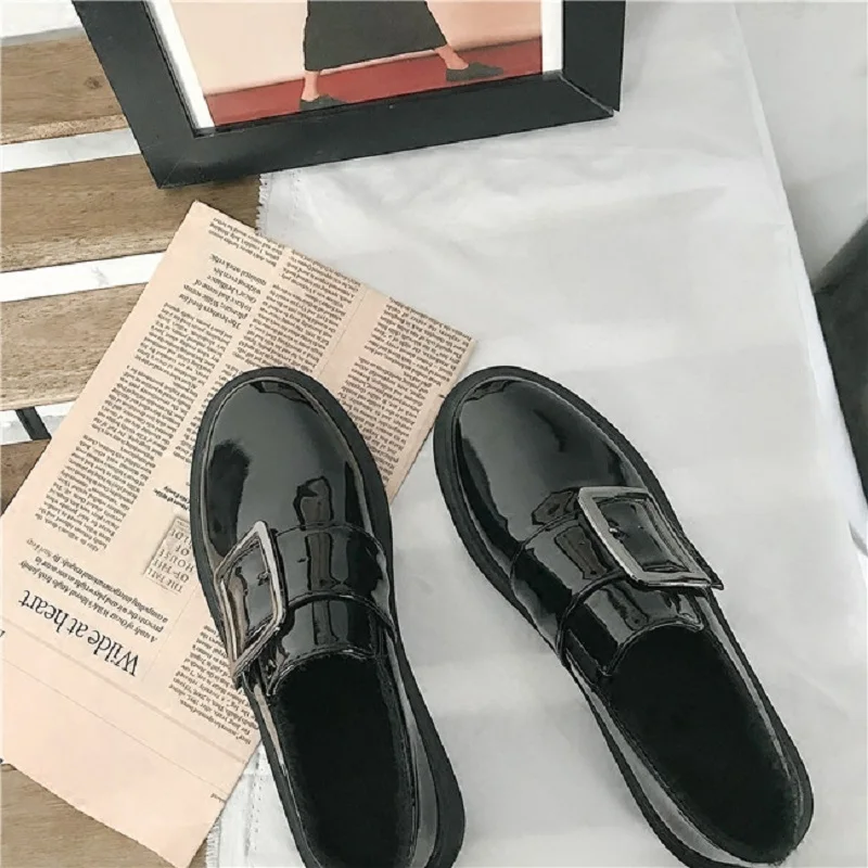 Nouvelle Automne Printemps Et De Venteux Rétro 2018 Chaussures Noir Plat angleterre Femmes aqT7fOfw1
