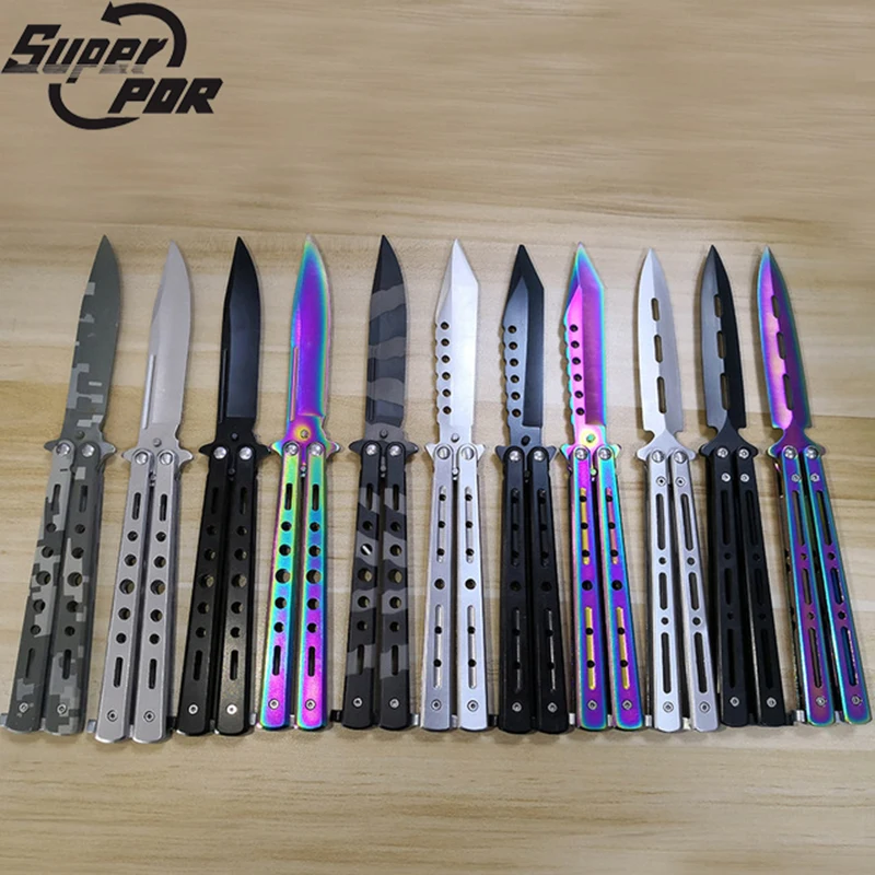

Super PDR Stainless Steel Butterfly Training Knife 3 Colors Butterfly In Knife Folding Couteau Holder Knives+Screwdriver Set+Bag