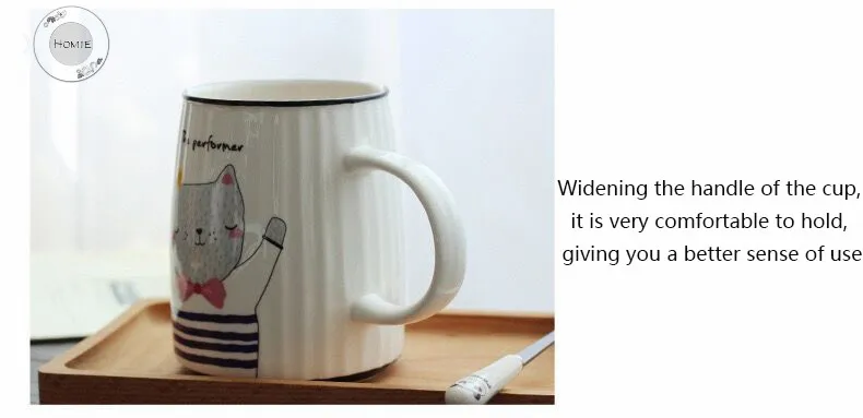 HOMIE lovely  Cat animal Cup Coffee Mug Large 500ml With lid Mugs creative Drinkware Tea milk Cup Novelty Newlywed couple13