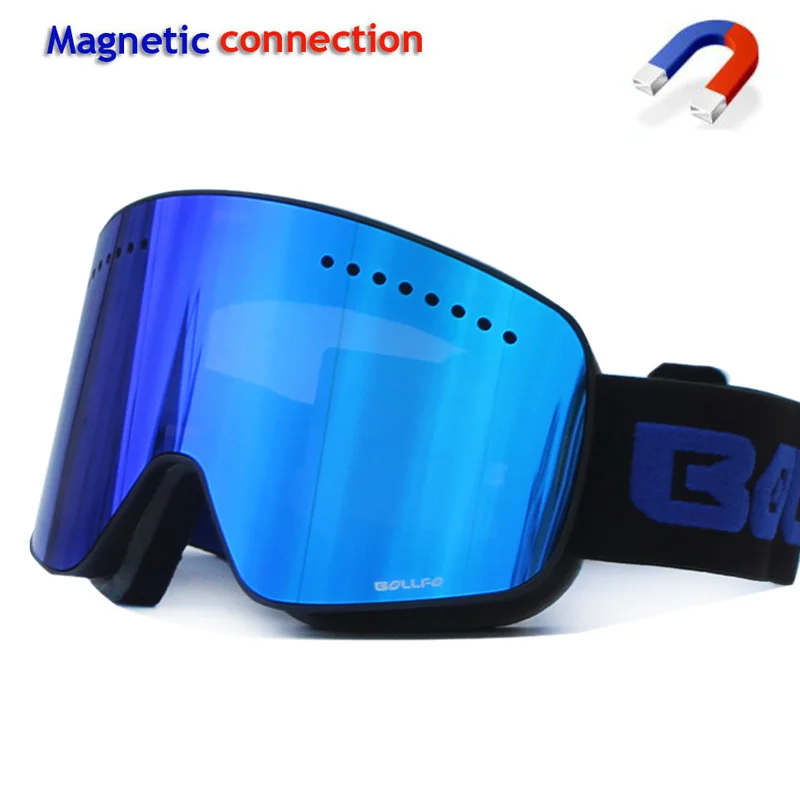 Gafas de esquí con magnético de doble capa lente polarizada esquí Anti-niebla UV400 Snowboard gafas de las mujeres de los hombres de esquí gafas caso