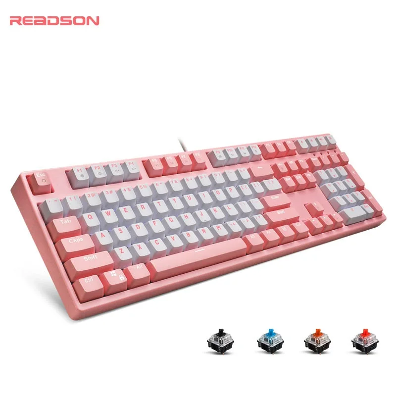 

New Kananic Pink Ergonomic USB Wired Mechanical Keyboard Notebook Desktop Keyboard Black .Blue,Brown, Red Axis