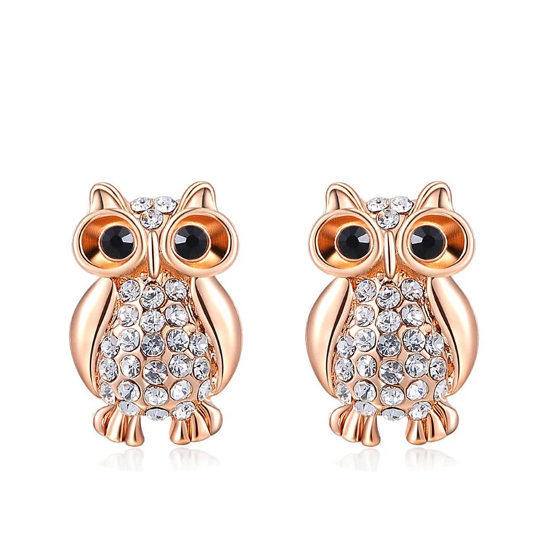 BOAKO, роскошные золотые циркониевые серьги с совой, женские вечерние серьги-гвоздики с животными, милые очаровательные ювелирные украшения, подарок, для женщин и девочек Z4