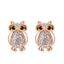 BOAKO, роскошные золотые циркониевые серьги с совой, женские вечерние серьги-гвоздики с животными, милые очаровательные ювелирные украшения, подарок, для женщин и девочек Z4