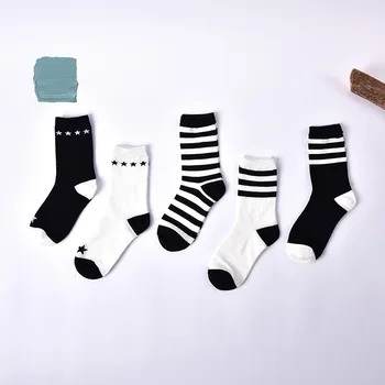 

New Summer Casual Women Socks Dark White Two Color Spring Brand Socks Woman Cotton Girl Socks High Quality ( 5pairs/lot)