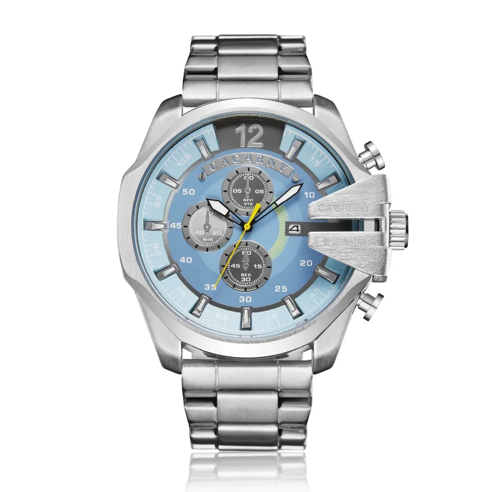 

CAGARNY 6839 Stainless Steel Strap Business Luxury Men's Quartz Watch Personality Automatic Date Quartz Watch