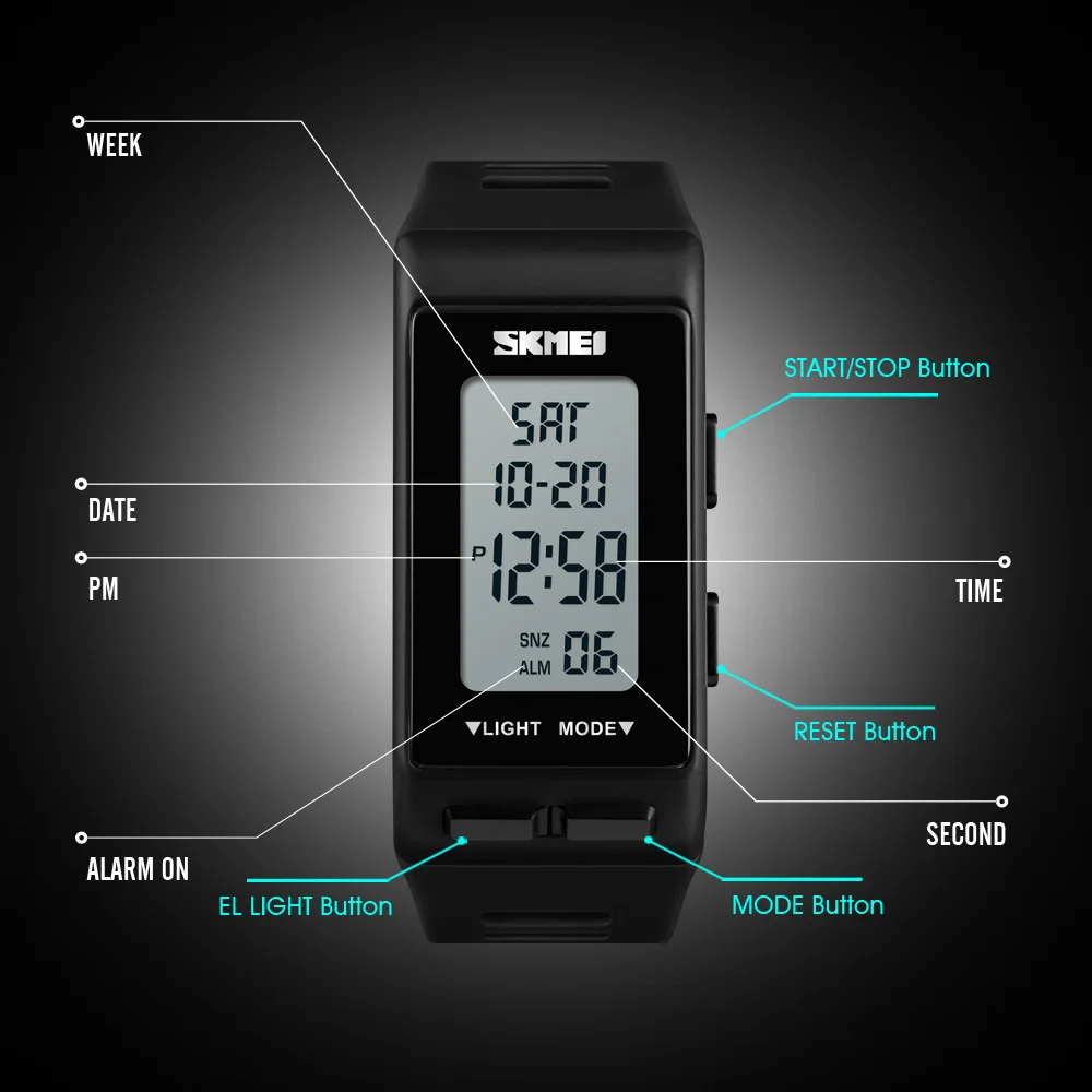 SKMEI 1362 Men Women Digital Watch Outdoor Sport 2 Time Waterproof Multifunction Electronic Black Clock Hours Relogio Masculino -in Digital Watches from ...