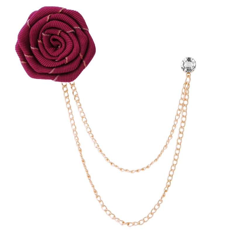 

Lapel Stick Brooch Pin Brooch Pins Handmade Fabric Rose Flower Chains Suit Tuxedo Corsage Wedding Boutonniere Party Men Gift