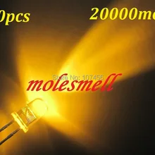 500 шт. 5 мм желтый круглый высокое Мощность супер яркий прозрачный светодиодных 20,000 mcd 5 мм круглый желтый светодиод