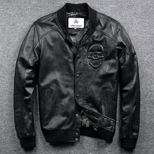 Куртка из овечьей кожи Мужская короткая бейсбольная Одежда для молодых кожаных курток