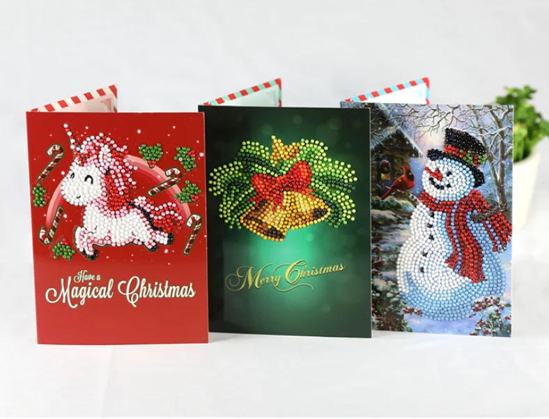 diamond embroidery christmas greeting cards full round 6d