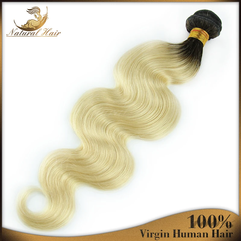 

One Pcs Dark Root Colored Ombre 2 Tone Peruvian Hair Virgin Body Wave No Shed 613 Ombre Hair Weave,1B613 Ombre Can Be Dyed