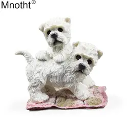 Mnotht 1/6 два Вест Хайленд любителей собак модель собака животных смолы мини игрушка сцена аксессуар для фигурку коллекция подарок m5n