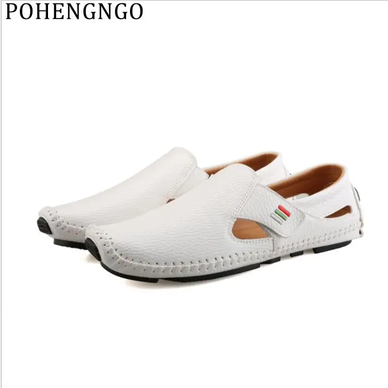

Summer Baotou business Casual Shoes Men Slip-On Loafers Moccasins Genuine Leather Flat Oxford Driving shoes Men Sneakers new