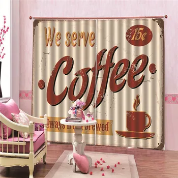 

Coffee Kitchen 3d Curtains Home Textile Decoration Living Room Window Panel Rideaux Customized Size Accessoires Curtain Bath