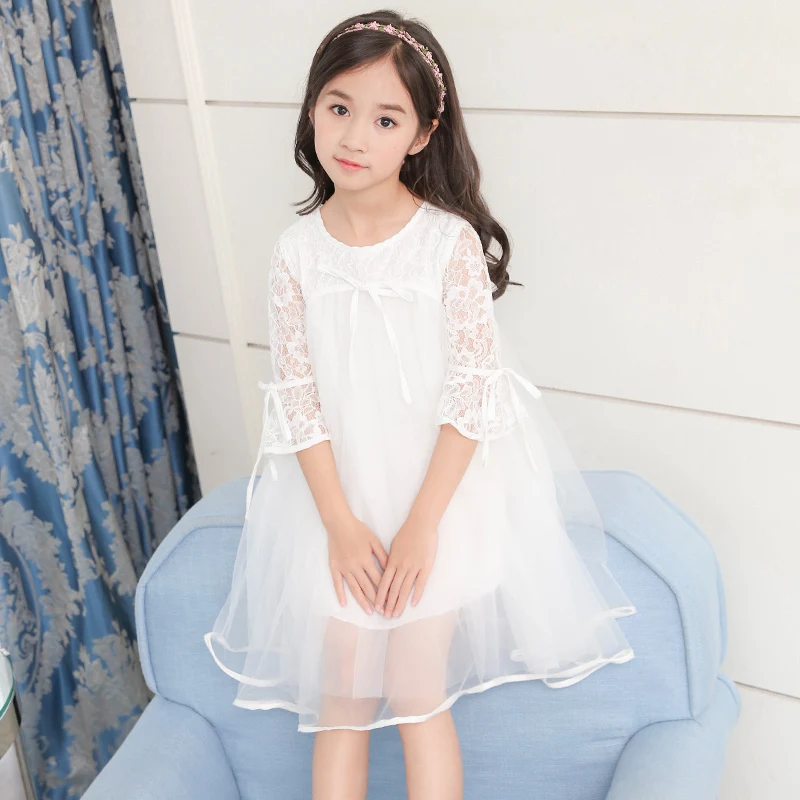 

New Arrived Girls Summer Floral Dress Teens Princess Tulle Party Dress Lace Child Clothing For 4 5 6 7 8 9 10 11 12 Years Old