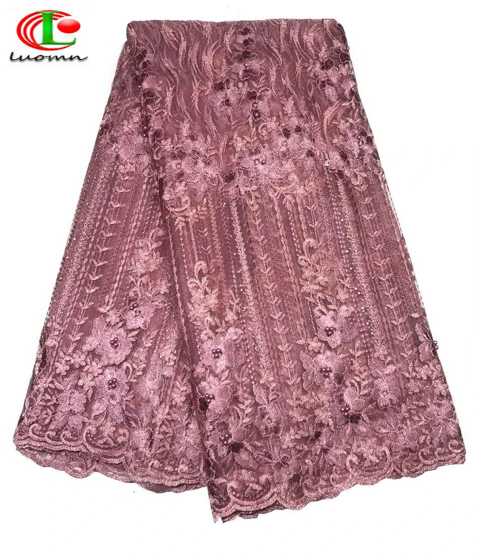 

African French Bead Lace Fabric 2019 African Tulle Lace Fabric High Quality Nigerian Bridal Lace Embroidered Wedding Fabric