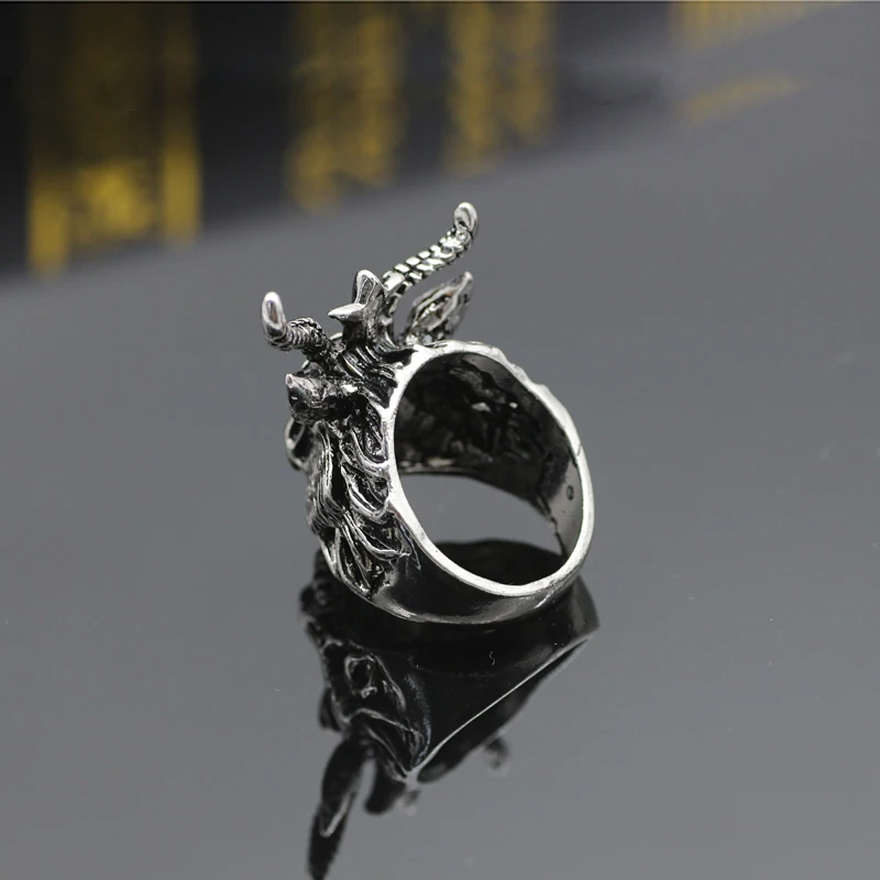 Дьявол сатана панк Для мужчин Jewelry гексаграмма черного козла овец кольцо Винтаж