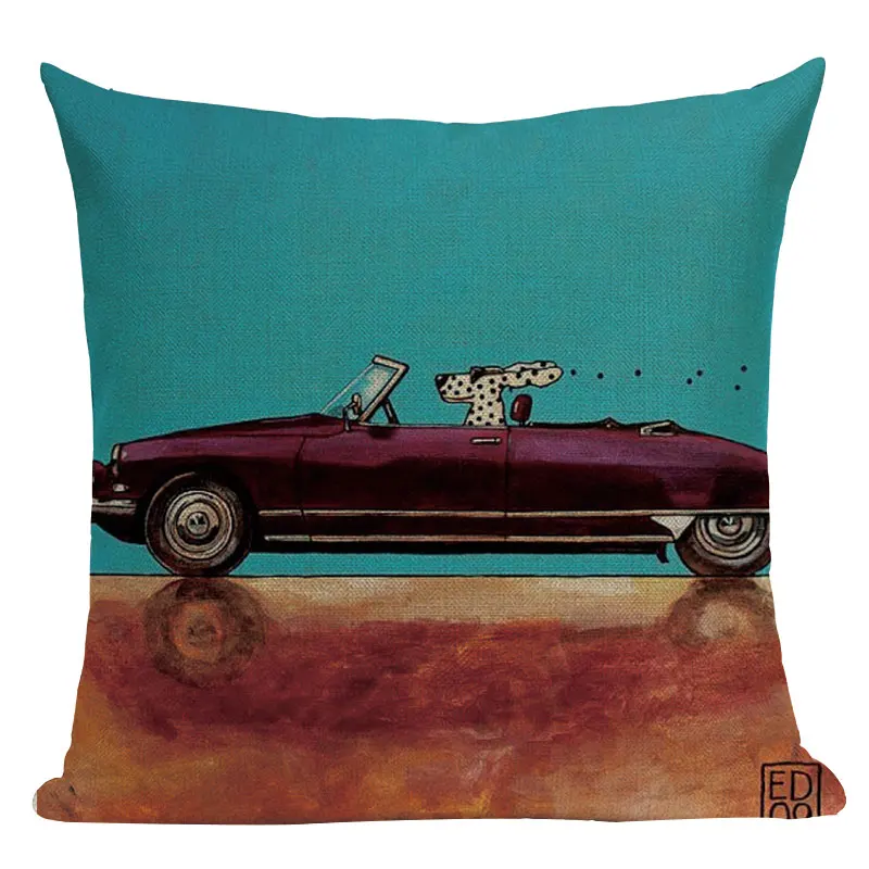 Цветная тканая Ретро Подушка на молнии в стиле аниме с изображением мультяшной собаки, 45 см x 45 см, квадратный чехол для диванов с принтом, чехол для подушки - Цвет: L539-2