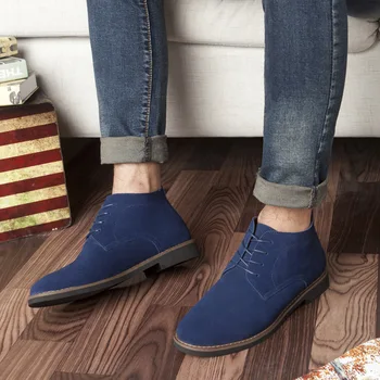 

2020 New Design High-top Suede Leather Shoes Men's Casual Business Shoes Comfortable Warmkeeping Velvet Shoes 4 Colors