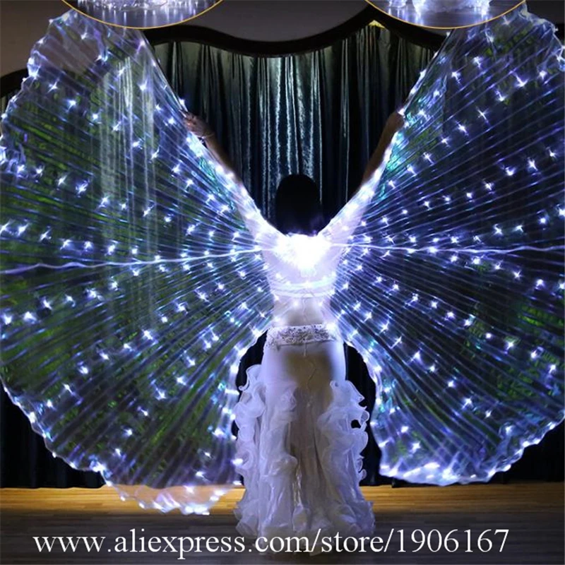 

White Led Luminous Wings Belly Dance Stage Performance Props Led Light Up Cloak Led Lighting Illuminated Party Event Dance Wings