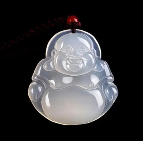 

High Quality Natural White Jadee Buddha Necklace Pendant Agatee Jadee Stone Buddha Lucky Pendant