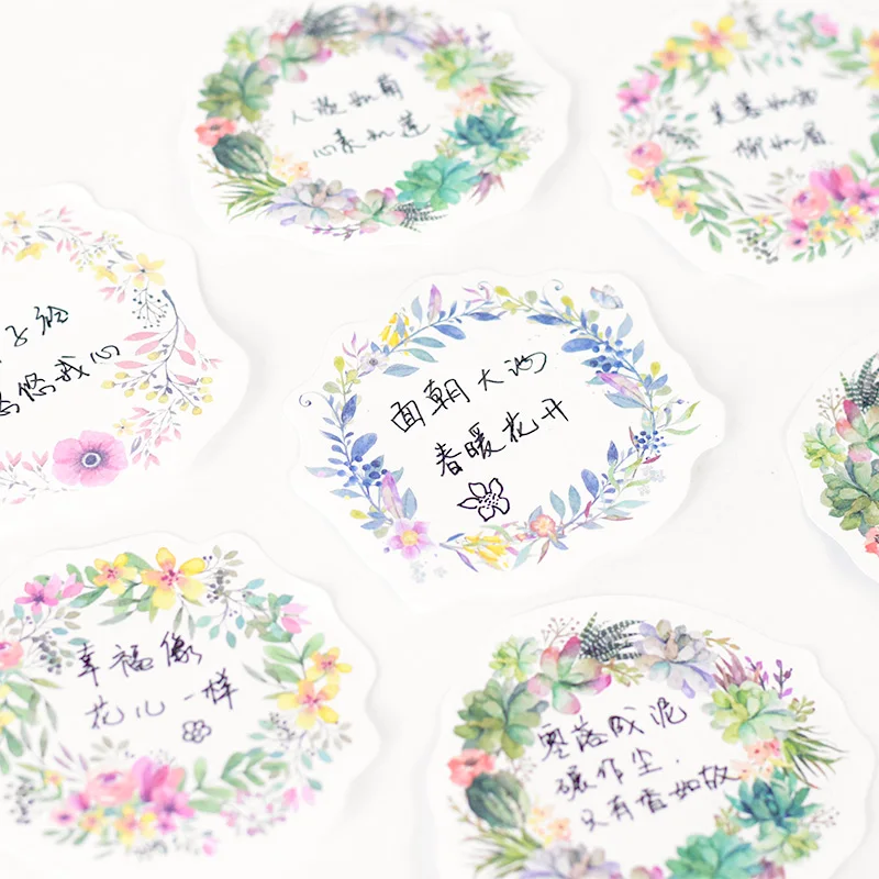 

Flowers garland section memo pad beautiful wreath sticker messages notepad stationery school supplies