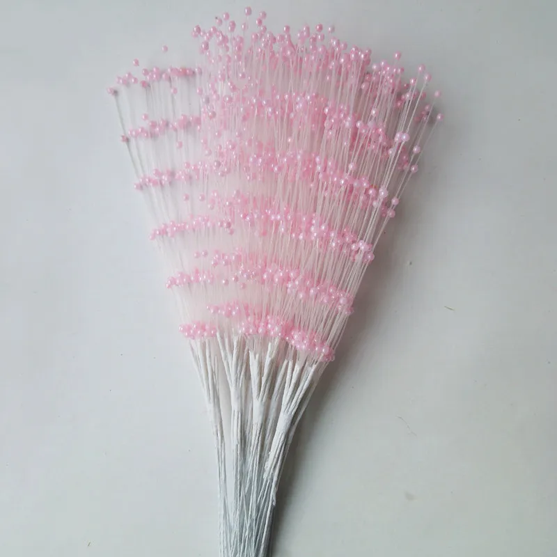 WedFavor 100 шт серебряные 20 см ручной работы жемчужные пластиковые бусины с проволочные стебли для свадебного украшения цветочные аксессуары для волос - Цвет: Pink