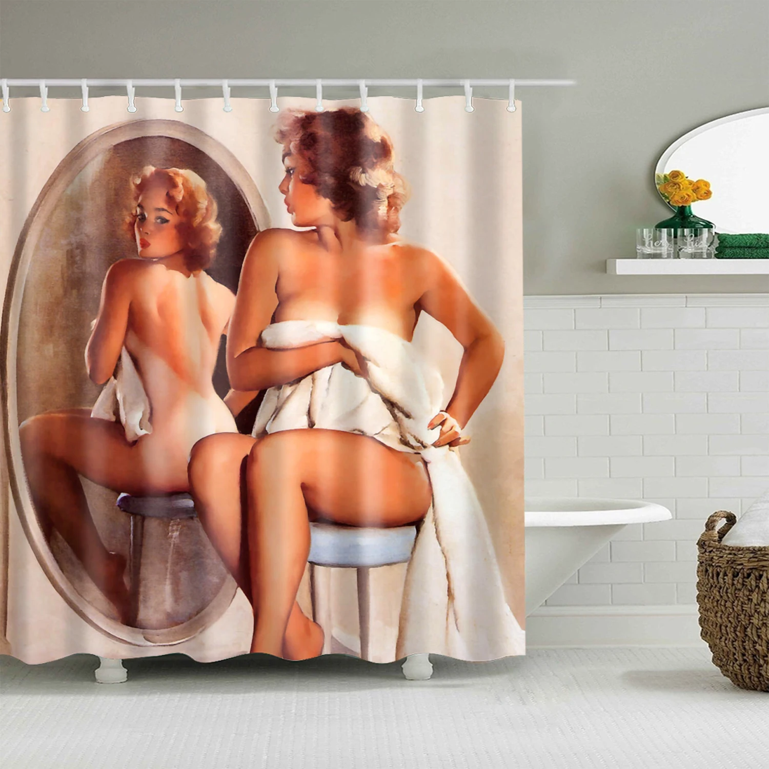 

Sexy Woman Shower Curtain Waterproof Polyester Single Printing Shower Curtain for Bathroom Decor with 12 Hooks cortinas de bano