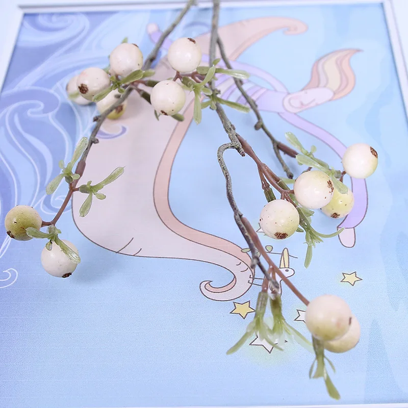 Премиум искусственные 2 вилки ягодные цветы для дома и сада Свадебные украшения DIY подарок искусственная ягода - Цвет: Белый