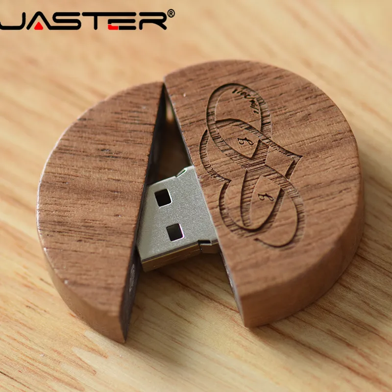 

JASTER Wooden Pendrive Round 4GB 8GB 16GB 32GB 64GB USB 2.0(over 10pcs free LOGO) Usb Flash Drive Memory Stick For Photographer