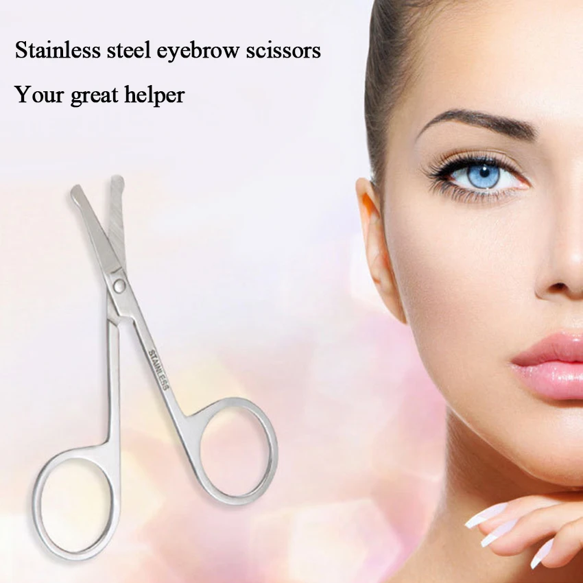 

Eyebrow Scissors Trimmer Round Head Stainless Steel Eyelash Nose Hair Nail Cuticle Shaver Knife Makeup Beauty Manicure Tools