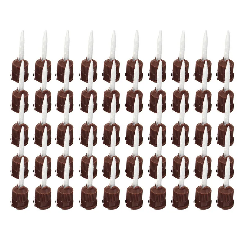 

50x Dental Impression Tip Temporary 1: 1 Silicone Rubber, 50X Brown Straight Tip