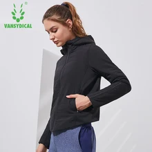 Vansydical женские куртки для бега с капюшоном пуховики спортивные куртки Женские ветрозащитные спортивные топы фитнес бег Йога куртка