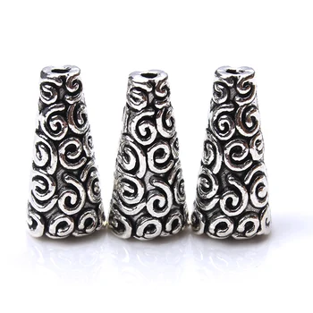 

5pcs/lot 18*9*4.5mm Antique Gold Silver Color Conical Column Bead Caps Auspicious Clouds Totem Cone Cap DIY Jewelry Findings