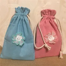 YILE 1 шт. цветная хлопчатобумажная ткань, мешок со шнурком сумка многоцелевой Органайзер вышитый цветок 8117a