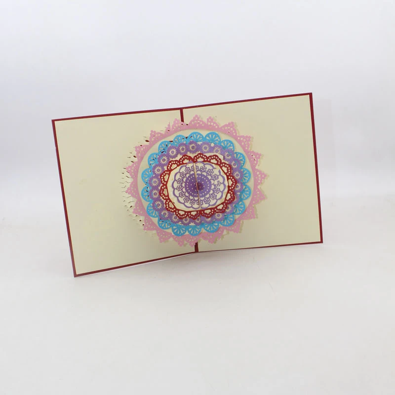  3D Laser Cut Handmade Multi-storey Coloured Lace Birthday Cake Paper Invitation Greeting Card PostC - 33060542572