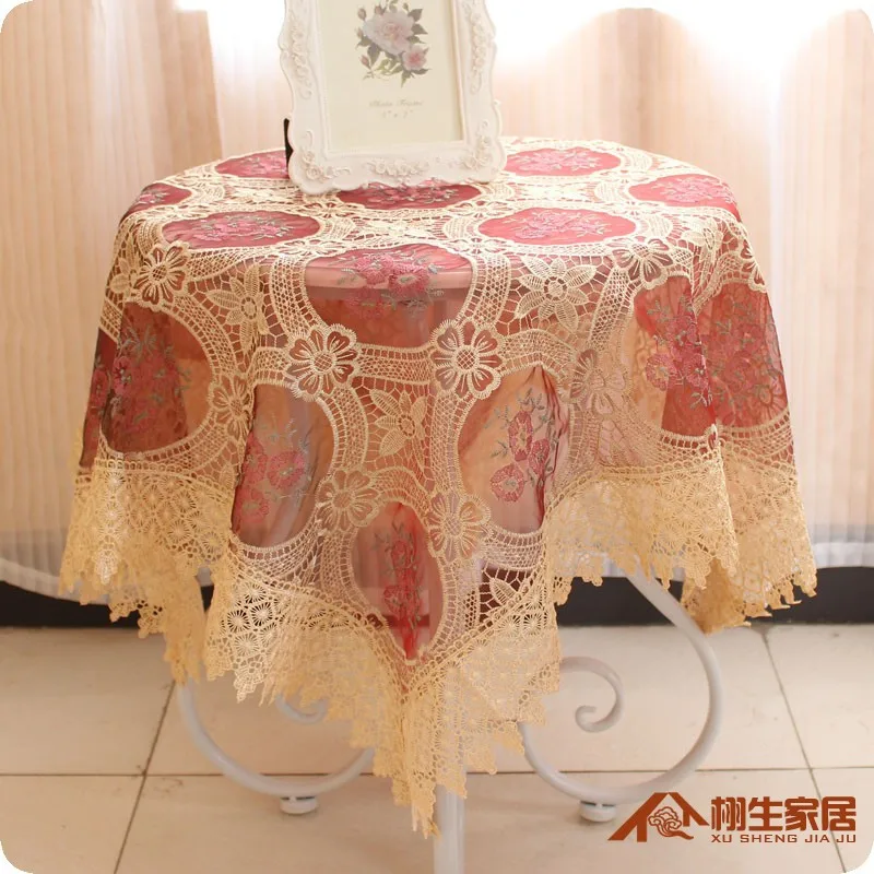 

DS 2015 new designs European luxury Tablecloth Organza fabric with elegant embroidered table cover tea carbinet cloth decoration