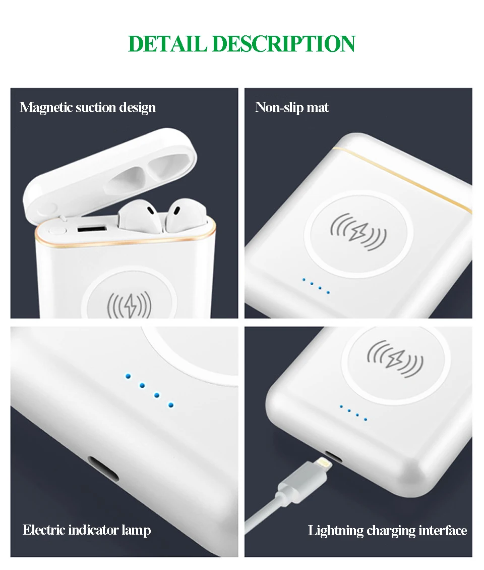 New Volemer XT6 tws headphones Stereo 3 in 1 Wireless Bluetooth Earphone +wireless charge +5200mAh charging box for IPhone 78X (4)