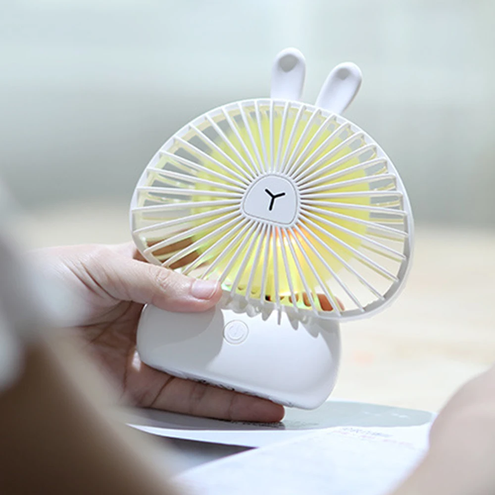 

Electric Rechargable Mini Hand Fan with LED Lamp USB Pocket Table Fan Children Hand-held Mini Fan For Kids