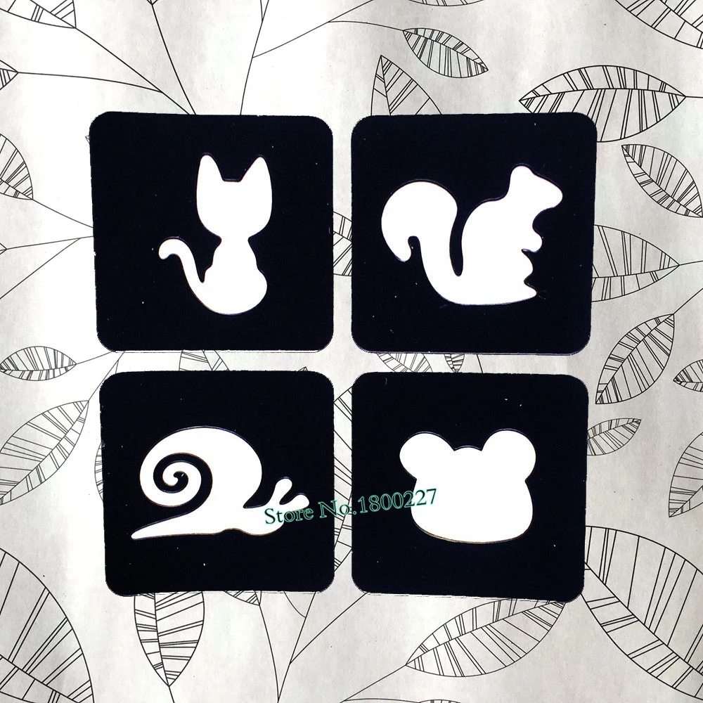 

1PC 4 Design Mouse Zoo Animal Pattern Snail Henna Tattoo Stencils For Airbrush Painting Tattoo Template Stencils Paste Tools