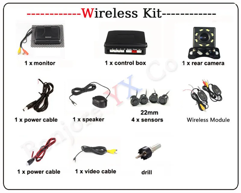 Koorinwoo беспроводная автомобильная парковочная сенсор 4 Сигнализация цифровая видео система CCD HD Автомобильный складной монитор с камерой заднего вида комплект слепой
