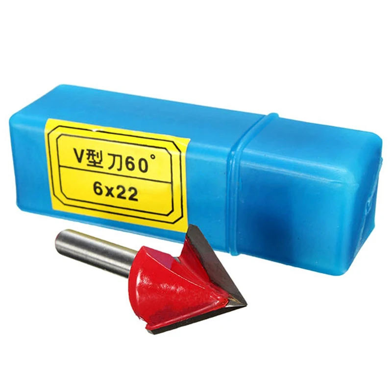 

New 60 Degree Tungsten Steel Router CNC Engraving V Groove Bit 6x22mm For Power Tool