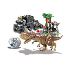 648 шт. Jurassicc мир парк хищные Escape динозавр T-rex Dilophosaurus строительные блоки кирпичи игрушки Детский подарок BKX104