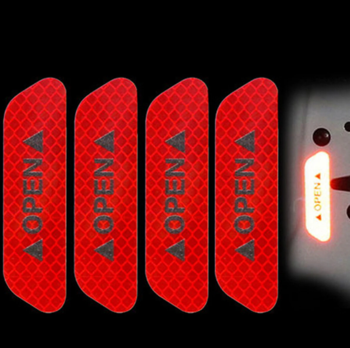 

4Pcs Warning Mark Reflective Tape Universal Exterior Accessories Car Door Stickers for KIA Rio K2 K3 K5 K4 KX5 Cerato Soul Forte