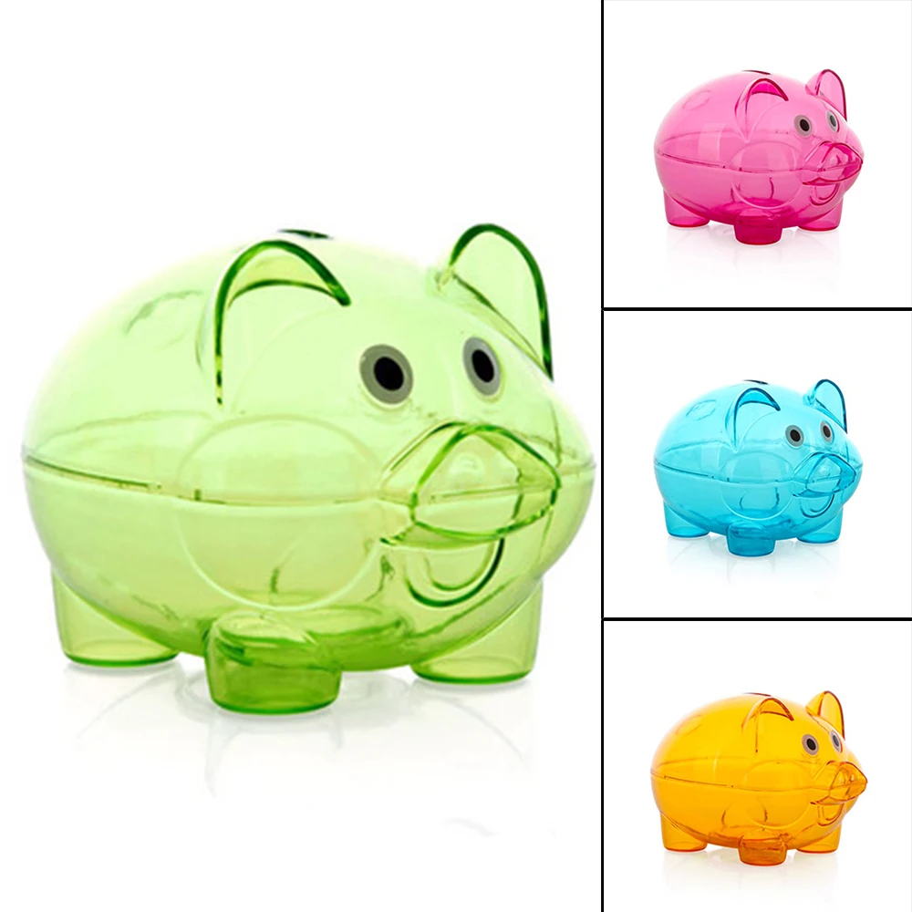 

1 Pc Coin Storage Boxes Bank Box Small 10*7*8CM Cute Cartoon Piggy Shape Multi-color Transparent Pig For Children Gift