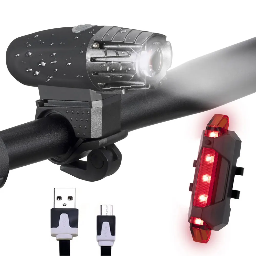 

USB Rechargeable Bike Light Tail Light Set Bicycle Light Front And Rear For Road Cycling Safety Flashlight