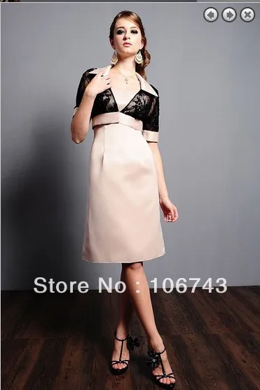 

free shipping 2014 brides maid dresses vestidos formales weddings plus size short Mother of the Bride Dresses with lace jacket