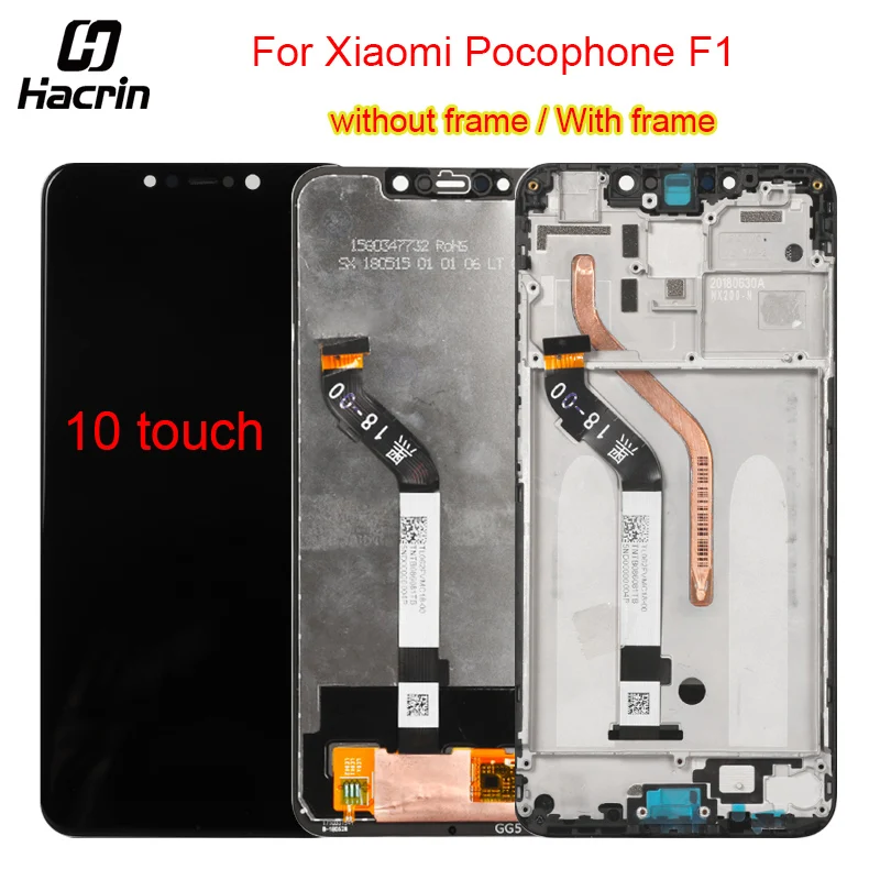 

Display For Xiaomi Pocophone F1 LCD Display Touch Screen With Frame Screen Replacement Digitizer Assembly for Pocophone poco F1