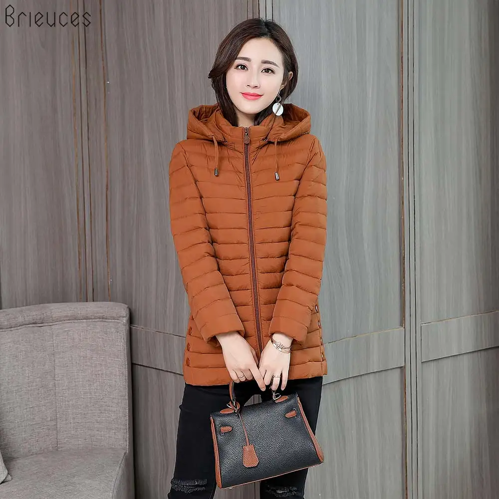 

BR Autumn 2018 New Parkas basic jackets Female Women Winter plus velvet lamb hooded Coats Cotton Winter Jacket Outwear coat